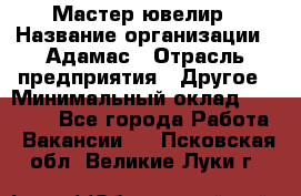 Мастер-ювелир › Название организации ­ Адамас › Отрасль предприятия ­ Другое › Минимальный оклад ­ 27 000 - Все города Работа » Вакансии   . Псковская обл.,Великие Луки г.